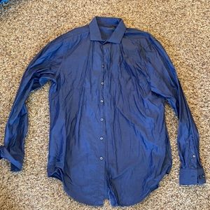 Blue men’s collared button up shirt